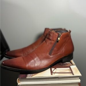 WOUFO Chukka Men's Brown Leather Size 12 Business Formal Ankle Boots